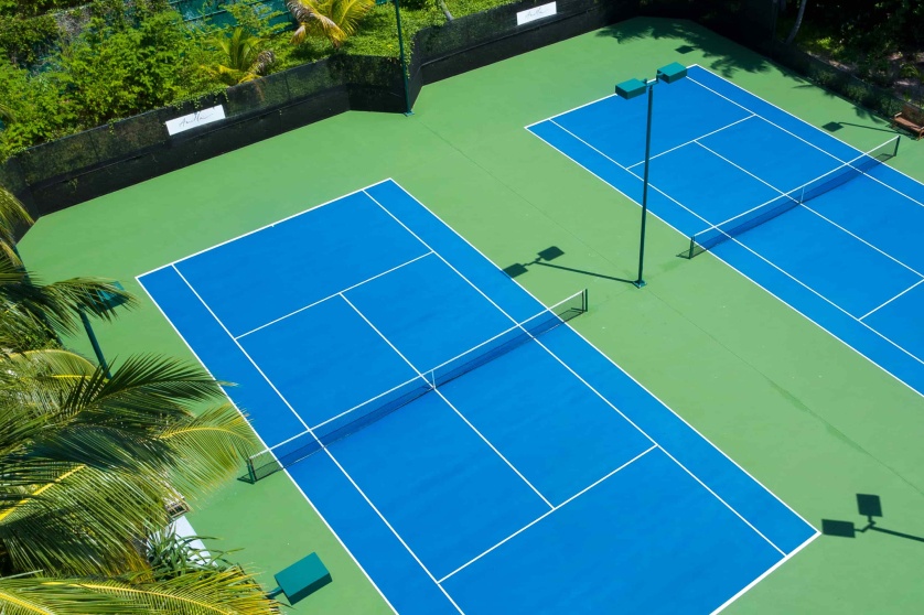 The Pickleball Court at Amilla, one of only a few pickleball resorts.