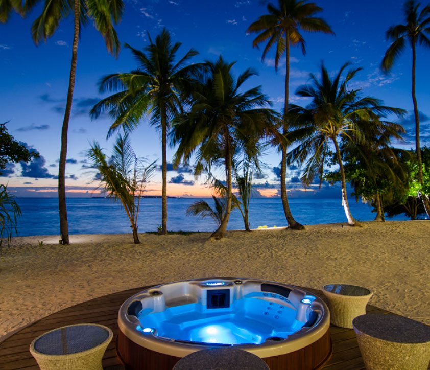 The private sequestered beachside spa at our Luxury Maldives Family Accommodations.