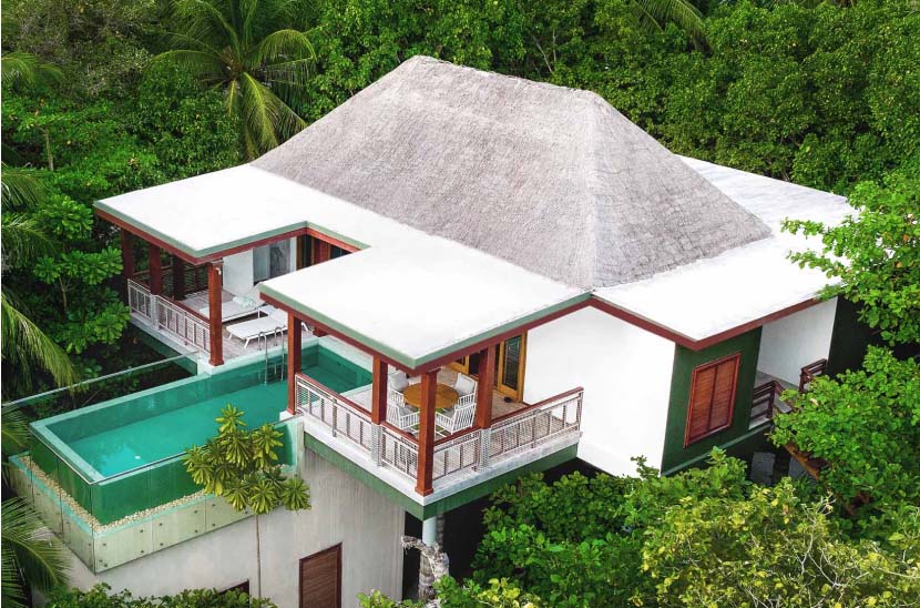 An overhead view of our 2 Bedroom Maldives Treetop Villas.