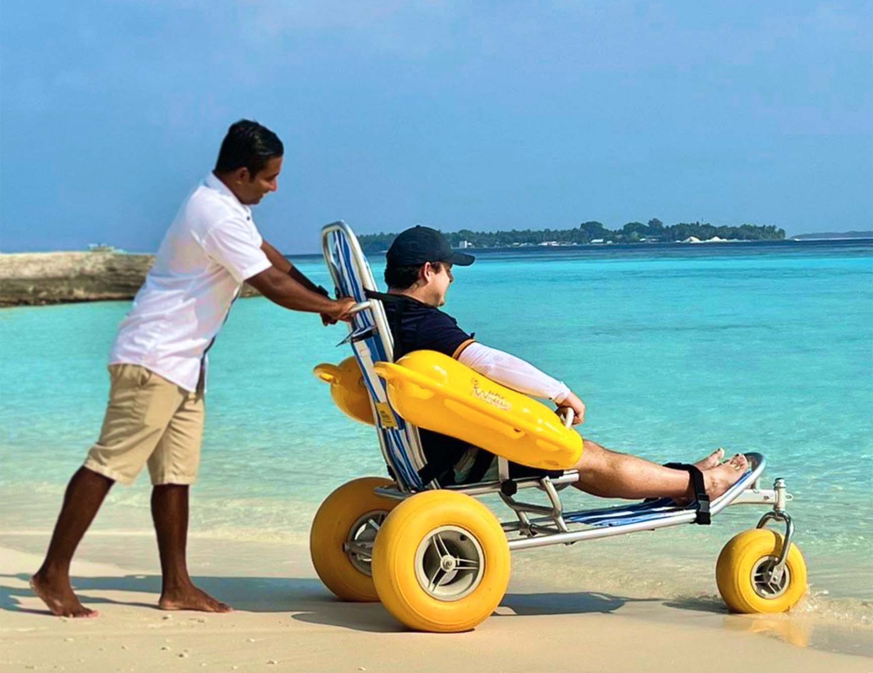 Inclusive Hospitality at Amilla includes beach wheelchairs