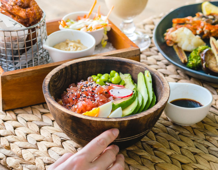 The Poke Bowl at from the Emperor Beach Club menu which features traditional Maldivian cuisine.